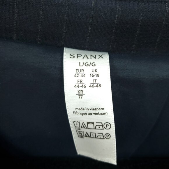 Spanx Collarless Oversize Ponte Knit Blazer L Navy Blue Pinstripe - Picture 5 of 16
